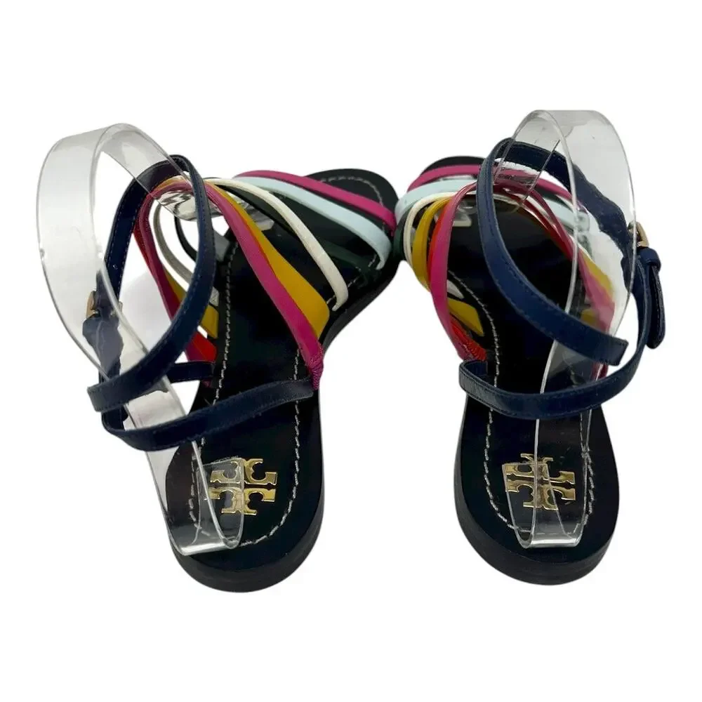 Tory Burch Multicolor Leather Strappy Sandals Ankle Strap Size 7.5